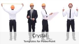  Presentation with growth - Colorful presentation theme enhanced with competence - full growth competent engineer architect backdrop and a white colored foreground