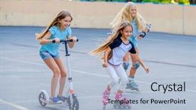  Presentation with girl scouts explorer summer - Amazing presentation having competences - pretty little girls enjoy themselves backdrop and a light blue colored foreground