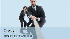  Presentation with microwave imaging image of modern - Presentation featuring competencies - background image of a businessman background and a light blue colored foreground