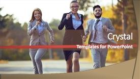  Presentation with cross - Presentation theme with competencies - three business opponents competing background and a tawny brown colored foreground