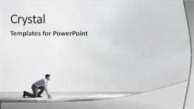  Presentation with minority candidate for job position - Colorful presentation design enhanced with competencies - young determined businessman in starting backdrop and a white colored foreground