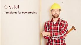  Presentation with carpenter - Amazing presentation design having competency building - carpenter with competence as profession backdrop and a  colored foreground
