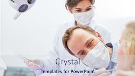  Presentation with medical assistant - Presentation design featuring competent-dentist-and-medical-assistant background and a sky blue colored foreground