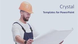  Presentation with foreman - Cool new slide set with competent-foreman-builder-looking backdrop and a sky blue colored foreground