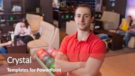  Presentation with bowling - Theme enhanced with competetion - man in bowling background and a  colored foreground