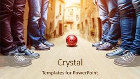  Presentation with people and hr - Slide set consisting of competetion - people near bowling ball background and a lemonade colored foreground