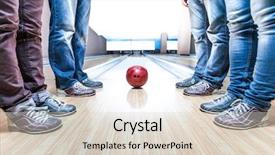  Presentation with bowling - Presentation theme enhanced with competetion - people near bowling ball background and a lemonade colored foreground
