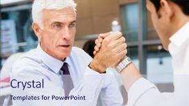  Presentation with wrestling - Slide set consisting of competetion - two businessmen competeting arm wrestling background and a  colored foreground