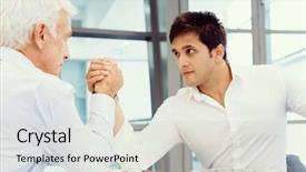  Presentation with wrestling - PPT layouts consisting of competetion - two businessmen competeting arm wrestling background and a  colored foreground