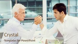  Presentation with wrestling - Beautiful theme featuring competetion - two businessmen competeting arm wrestling backdrop and a  colored foreground
