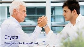  Presentation with wrestling - Slide set with competetion - two businessmen competeting arm wrestling background and a  colored foreground