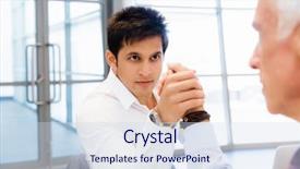  Presentation with wrestling - Audience pleasing presentation design consisting of competetion - two businessmen competeting arm wrestling backdrop and a  colored foreground