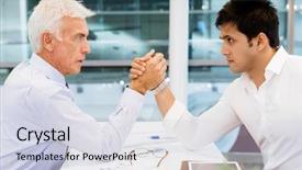  Presentation with wrestling - Slides having competetion - two businessmen competeting arm wrestling background and a  colored foreground