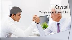  Presentation with wrestling - Beautiful PPT theme featuring competetion - two businessmen competeting arm wrestling backdrop and a white colored foreground