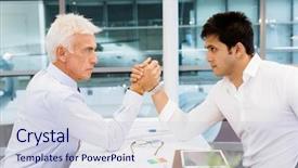  Presentation with wrestling - Presentation consisting of competetion - two businessmen competeting arm wrestling background and a sky blue colored foreground