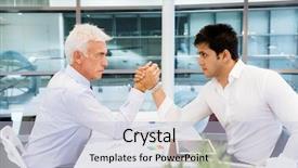  Presentation with wrestling - Amazing slide deck having competetion - two businessmen competeting arm wrestling backdrop and a lemonade colored foreground