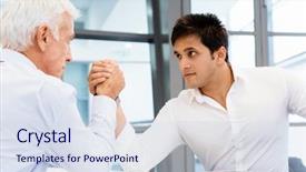  Presentation with wrestling - Amazing presentation theme having competetion - two businessmen competeting arm wrestling backdrop and a sky blue colored foreground