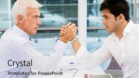  Presentation with wrestling - Cool new slide set with competetion - two businessmen competeting arm wrestling backdrop and a  colored foreground
