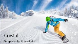  Presentation with competition - PPT layouts featuring competition - active man snowboarder riding background and a light gray colored foreground