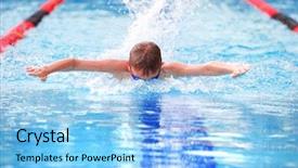  Presentation with butterfly - Colorful PPT theme enhanced with competition - boy swimming butterfly backdrop and a light blue colored foreground