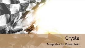  Presentation with checkered flag - Cool new slides with competition - checkered black and white racing backdrop and a coral colored foreground