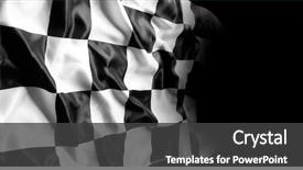  Presentation with checkered flag - Beautiful PPT layouts featuring competition - checkered racing flag on black backdrop and a dark gray colored foreground
