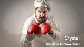  Presentation with fight - Presentation theme having competition - chef in a fight background and a gray colored foreground