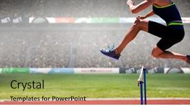  Presentation with stadium - Cool new presentation design with competition - cropped image of woman practicing backdrop and a yellow colored foreground