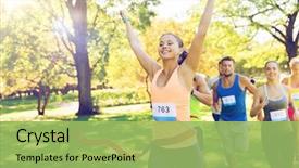  Presentation with victory sport - Presentation theme enhanced with competition - fitness sport victory success background and a yellow colored foreground