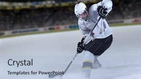  Presentation with ice hockey - Amazing presentation theme having competition - ice hockey player in action backdrop and a light blue colored foreground