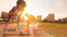  Presentation with competition - Colorful slide set enhanced with competition - multiethnic group of young people backdrop and a coral colored foreground