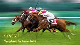  Presentation with shaving - Presentation theme having competition - race horses with jockeys background and a tawny brown colored foreground