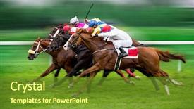  Presentation with shaving - PPT theme featuring competition - race horses with jockeys background and a tawny brown colored foreground