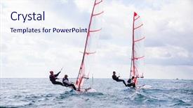  Presentation with sailing - Slide set featuring competition - regatta of sailing yachts background and a sky blue colored foreground