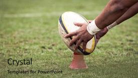  Presentation with rugby - Colorful presentation enhanced with competition - rugby player preparing to kick backdrop and a violet colored foreground