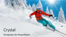  Presentation with skiing - Amazing slide deck having competition - skier skiing downhill in high backdrop and a light gray colored foreground