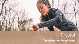  Presentation with female sport - Presentation enhanced with competition - sport watch run woman checking background and a coral colored foreground