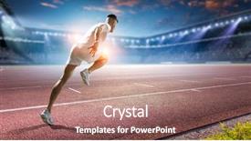  Presentation with running - Slide deck featuring competition - sportsman running track mixed media background and a coral colored foreground