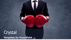  Presentation with red grey - Cool new presentation theme with competition - well dressed sales person standing backdrop and a ocean colored foreground