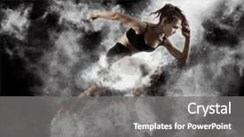  Presentation with competition - Amazing slide deck having competition - woman sprinter leaving starting exploding backdrop and a gray colored foreground