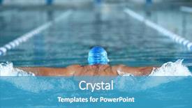  Presentation with swimming pool - Slide deck consisting of competition - young man swimming in pool background and a teal colored foreground