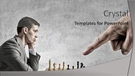  Presentation with business competition - Cool new PPT theme with competition and strategy in business mixed media backdrop and a light gray colored foreground