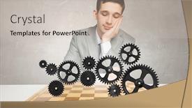  Presentation with business competition - Beautiful presentation theme featuring action plan man black - competition and strategy in business backdrop and a soft green colored foreground