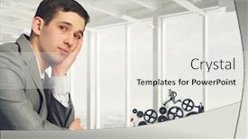  Presentation with business competition - Beautiful presentation theme featuring competition and strategy in business mixed media backdrop and a sky blue colored foreground