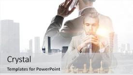  Presentation with business competition - Theme enhanced with competition and strategy in business background and a light gray colored foreground