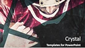  Presentation with football competition - Audience pleasing presentation theme consisting of competition animation - american football player protecting football backdrop and a dark gray colored foreground