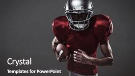  Presentation with football goal post american field - PPT theme featuring competition animation - american football player running background and a dark gray colored foreground
