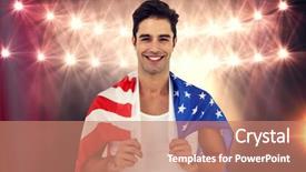  Presentation with wrapped flag - Beautiful presentation featuring competition animation - athlete with american flag wrapped backdrop and a  colored foreground