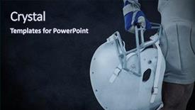  Presentation with american football - Audience pleasing PPT layouts consisting of competition animation - close-up of american football player backdrop and a wine colored foreground