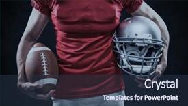  Presentation with american football and helmet on field - Cool new presentation design with competition animation - midsection of american football player backdrop and a tawny brown colored foreground